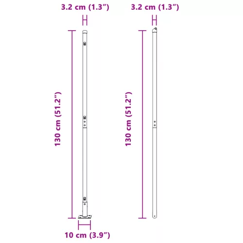  Kerítésoszlopok alaplemezekkel 26 db Ø32mm 68.5cm horganyzott acél