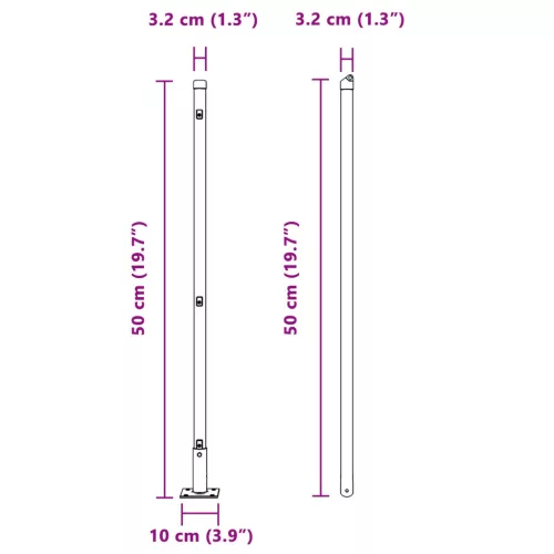  Kerítésoszlopok Alaplapokkal 52 db Ø32mm 88,5cm Horganyzott Acél