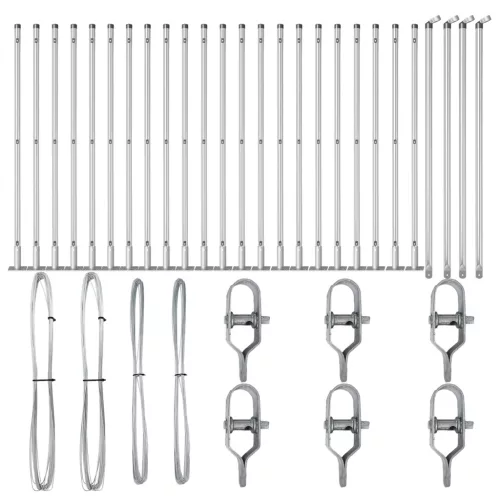  Kerítésoszlopok Alapellemekkel 26 db Ø32mm 70cm Horganyzott Acél