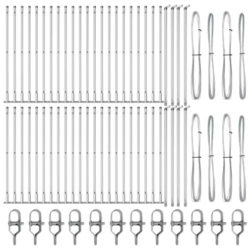  Kerítésoszlopok Talapzattal 52 db Ø32mm 90cm Horganyzott Acél
