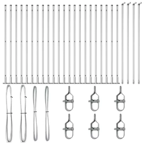  Kerítésoszlopok Talapzattal 26 db Ø32mm 83,5cm Horganyzott Acél