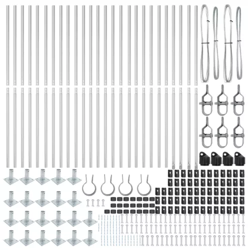  Kerítésoszlopok Talapzatokkal 26 db Ø32mm 88,5cm Galvanizált Acél