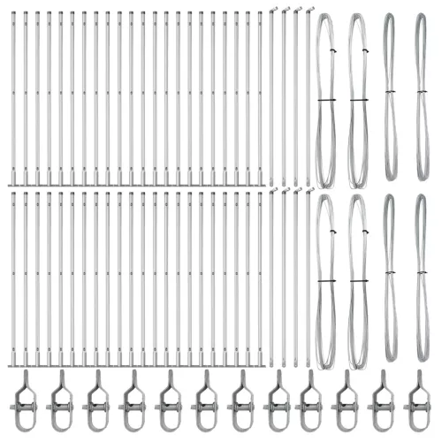  Kerítésoszlopok Alaplapokkal 52 db Ø32mm 88,5cm Galvanizált Acél