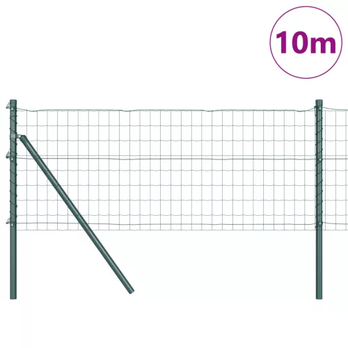  Euro Kerítés 7 Oszloppal 0,4x10 m Galvanizált Acél Zöld