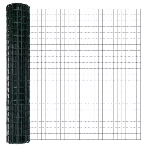  Euro Kerítés 7 Oszloppal 1.6x10 m Horganyzott Acél Zöld