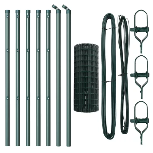  Európai Kerítés 7 Oszloppal 0.4x10 m Horganyzott Acél Zöld