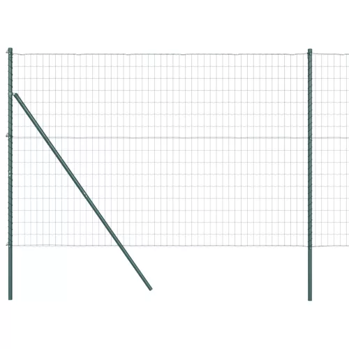  Euro Kerítés 7 Oszloppal 1.6x10 m Galvanizált Acél Zöld