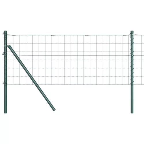  Kerítés oszlopokkal Zöld 0,4 x 10 m Acél és PVC