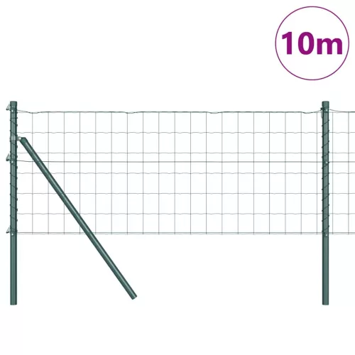  Kerítés oszlopokkal Zöld 0,4 x 10 m Acél és PVC