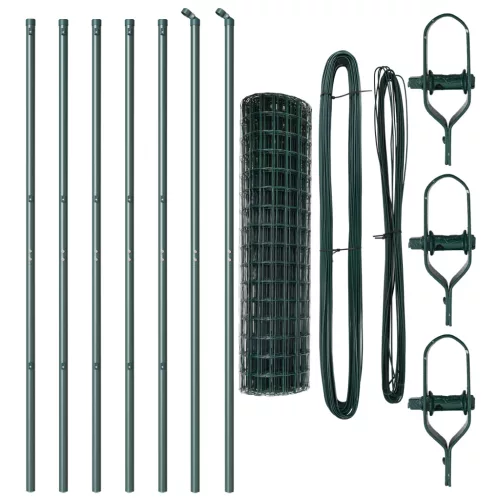  Euro Kerítés 7 Posttal 1x10 m Galvanizált Acél Zöld