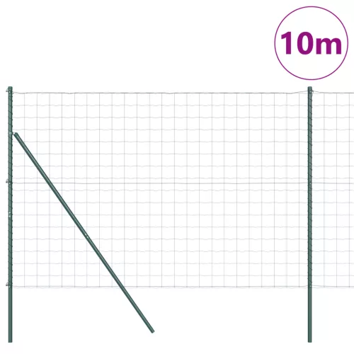  Euro Kerítés 7 Oszloppal 1.5x10 m Galvanizált Acél Zöld