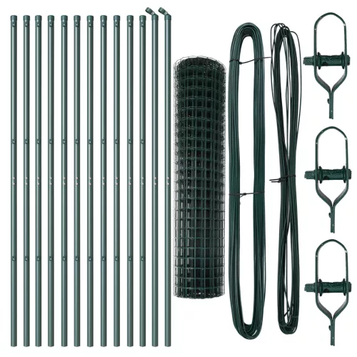 Euro Kerítés 13 Poszttal 1x25 m Horganyzott Acél Zöld