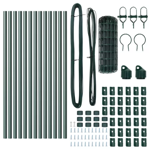  Euro Kerítés 13 Oszloppal 0.8x25 m Horganyzott Acél Zöld