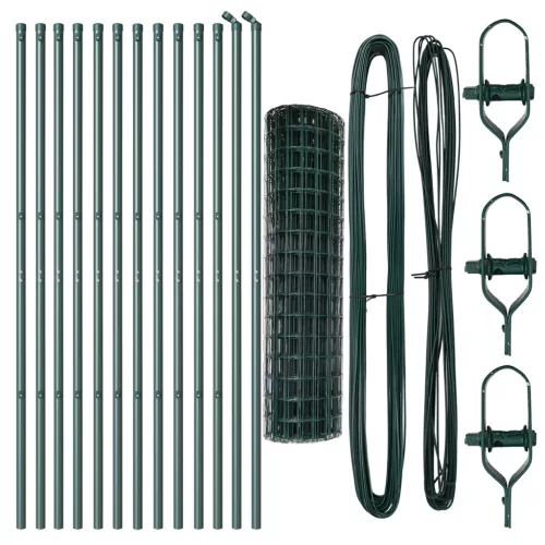  Euro Kerítés 13 oszloppal 1x25 m Horganyzott Acél Zöld