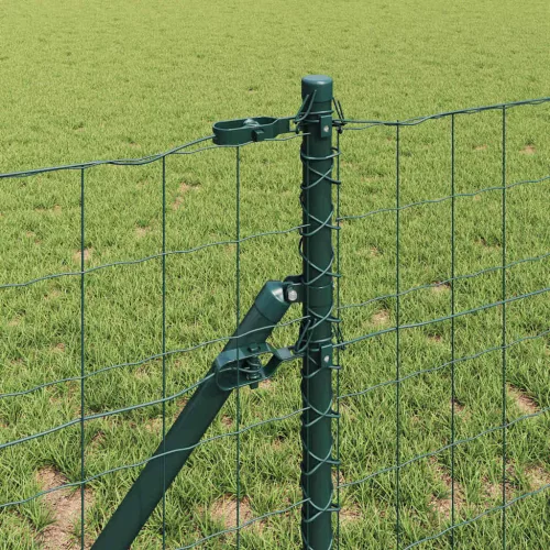  Kerítés oszlopokkal Zöld 0,4 x 25 m Acél és PVC