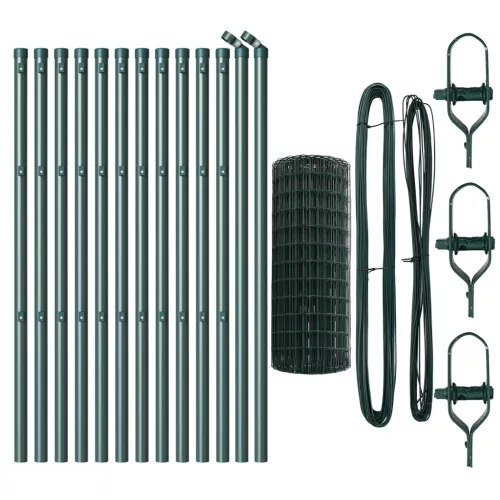  Euro kerítés 13 oszloppal 0.6x25 m horganyzott acél zöld