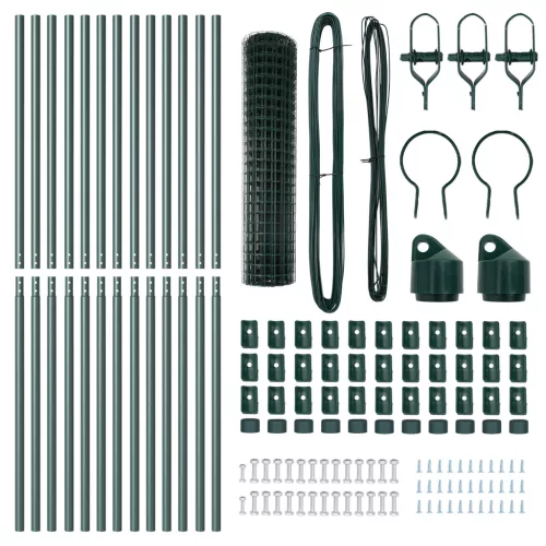  Euro Kerítés 13 Oszloppal 1.2x25 m Galvanizált Acél Zöld