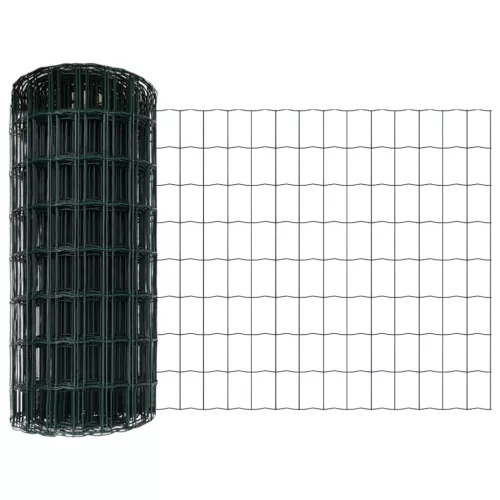  Euro Kerítés 13 Oszloppal 0.6x50 m Galvanizált Acél Zöld