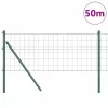  Kerítés oszlopokkal Zöld 0,4 x 50 m Acél és PVC