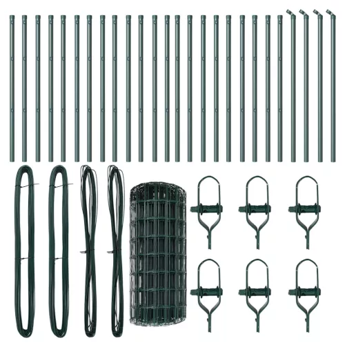  Euro Kerítés 13 Oszloppal 0.6x50 m Horganyzott Acél Zöld