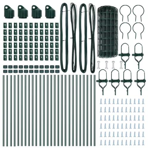  Euro Kerítés 13 Oszloppal 0.6x50 m Horganyzott Acél Zöld