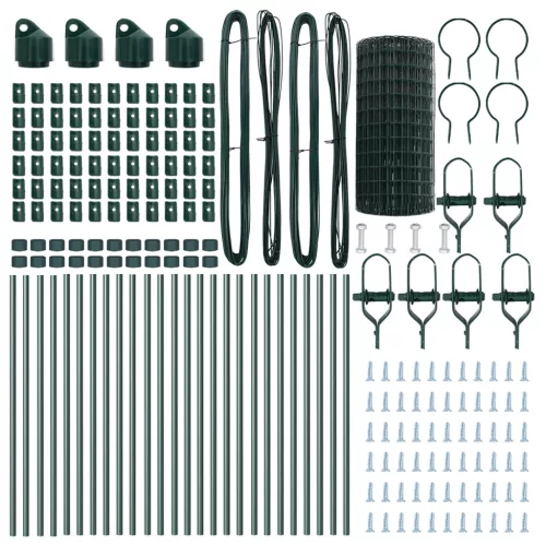  Euro Kerítés 13 Oszloppal 0.4x50 m Horganyzott Acél Zöld