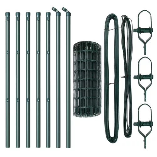  Euro Kerítés 7 Oszloppal 0.4x10 m Horganyzott Acél Zöld