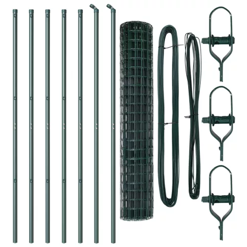  Euro Kerítés 2 db Zöld Fém 10 x 1.5 m Tartós Euro Kerítés