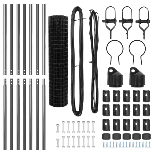  Euro Kerítés 7 Oszloppal 1.4x10 m Horganyzott Acél Szürke