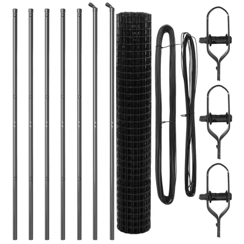  Euro Kerítés 7 Poszttal 1.6x10 m Horganyzott Acél Szürke