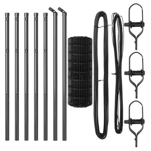  Euro Kerítés 7 oszloppal 0.6x10 m Horganyzott Acél Szürke