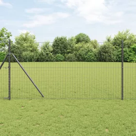    Euro Kerítés 7 Oszloppal 1x10 m Galvanizált Acél Szürke