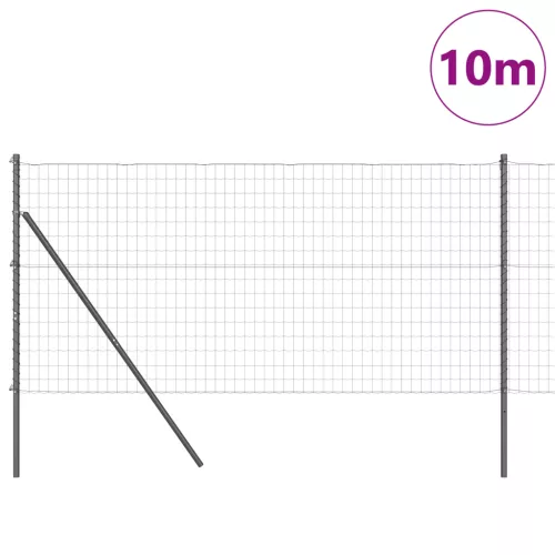  Euro Kerítés 7 Postával 1,2x10 m Galvanizált Acél Szürke