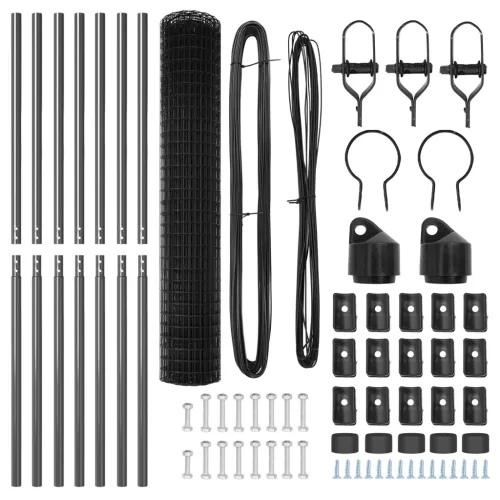  Euro Kerítés 7 Poszttal 1.5x10 m Galvanizált Acél Szürke