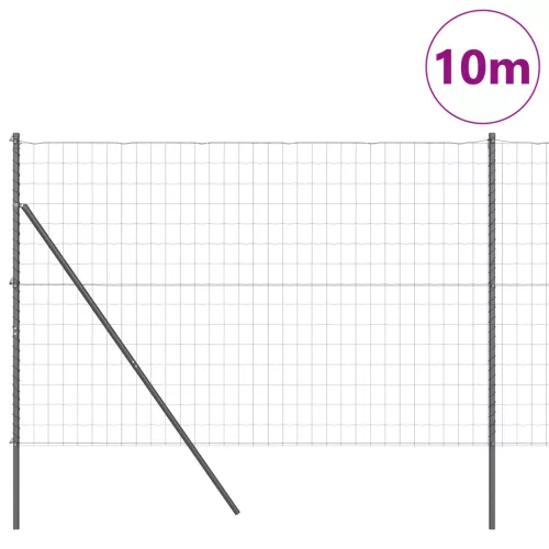  Euro Kerítés 7 Oszloppal 1.6x10 m Horganyzott Acél Szürke