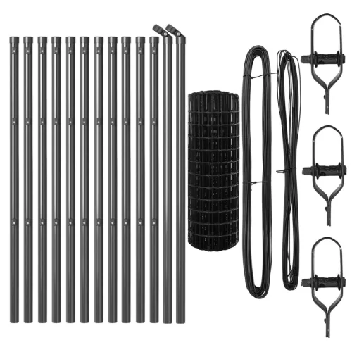  Euro Kerítés 13 Oszloppal 0.6x25 m Horganyzott Acél Szürke