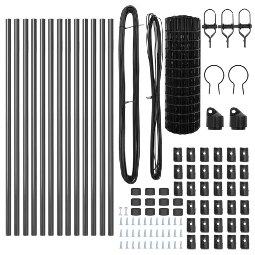  Euro Kerítés 13 Oszloppal 0.6x25 m Horganyzott Acél Szürke