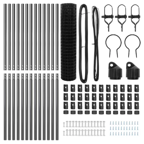  Euro Kerítés 13 Oszloppal 1x25 m Horganyzott Acél Szürke