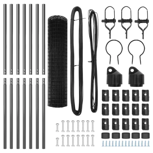  Euro Kerítés 13 Oszloppal 1,2x25 m Galvanizált Acél Szürke