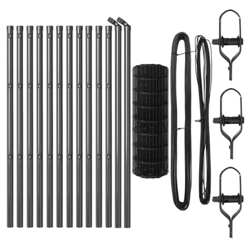  Euro Kerítés 13 Oszloppal 0.6x25 m Horganyzott Acél Szürke