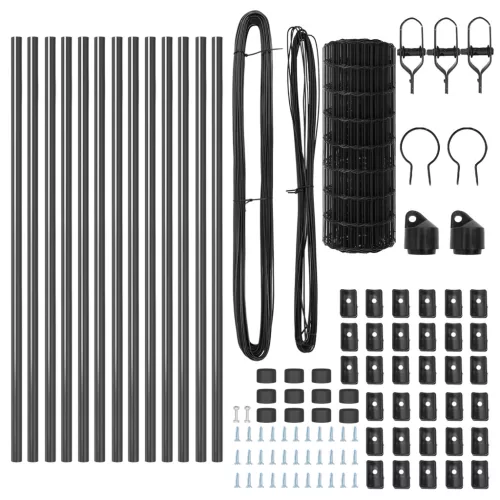  Euro Kerítés 13 Oszloppal 0.6x25 m Horganyzott Acél Szürke