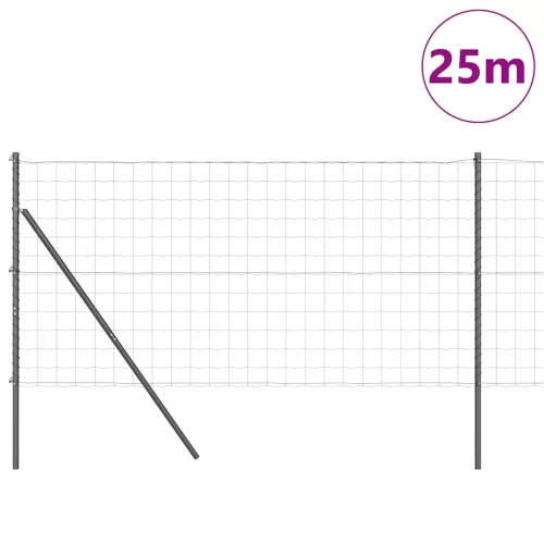  Kerítés oszlopokkal Szürke 1,2 x 25 m Acél