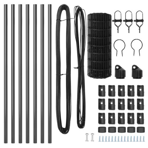  Euro Kerítés 13 Oszloppal 0.4x50 m Galvanizált Acél Szürke