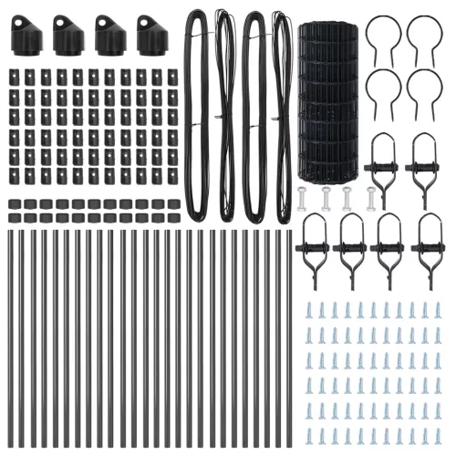  Euro Kerítés 13 Oszloppal 0.6x50 m Horganyzott Acél Szürke