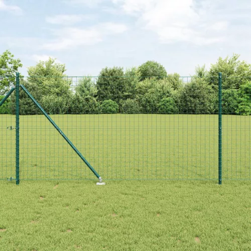  Euro Kerítés 7 Cövek Poszttal 1.4x10 m Horganyzott Acél Zöld