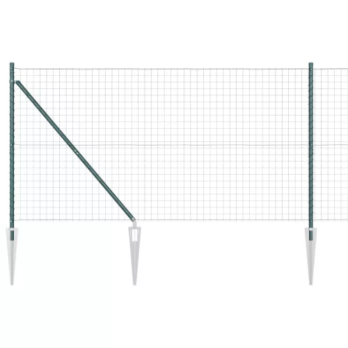  Euro Kerítés 7 Cövek Poszttal 1.4x10 m Horganyzott Acél Zöld