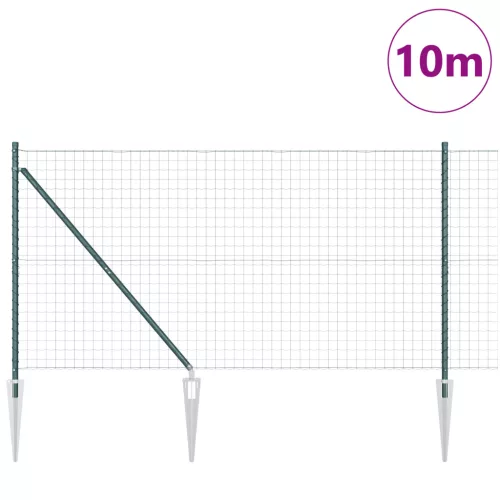  Euro Kerítés 7 Cövek Poszttal 1.4x10 m Horganyzott Acél Zöld
