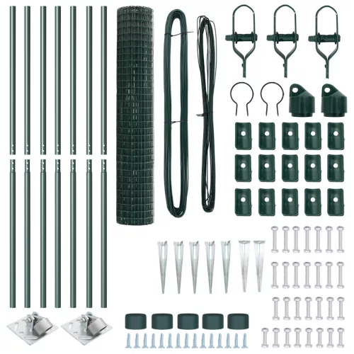  Euro kerítés 7 csúcsos oszlopal 1,5x10 m horganyzott acél zöld