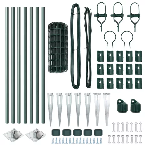  Euro kerítés 7 cölöppel 0.8x10 m Galvanizált acél zöld