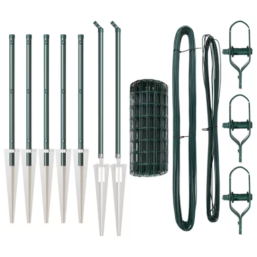  Euro Kerítés 7 Cölöppel 0.6x10 m Galvanizált Acél Zöld